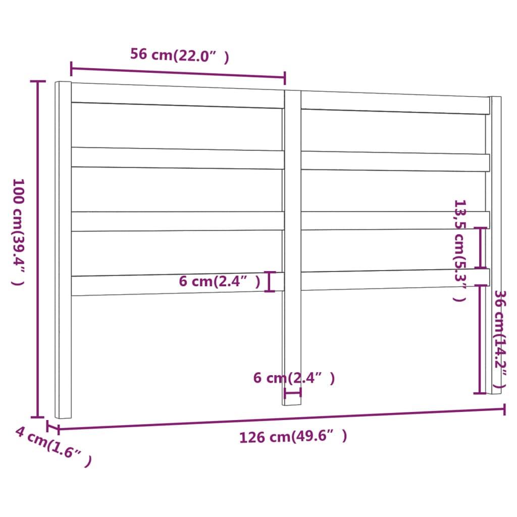 Cabeceira de cama 126x4x100 cm pinho maciço castanho mel