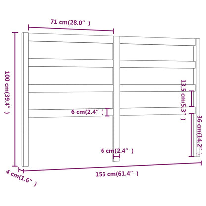 Cabeceira de cama 156x4x100 cm pinho maciço cinzento