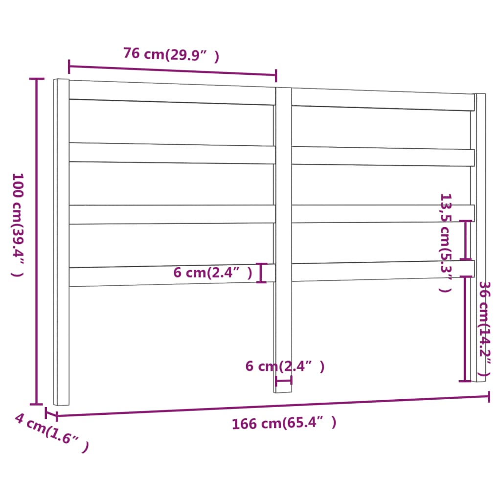 Cabeceira de cama 166x4x100 cm pinho maciço cinzento