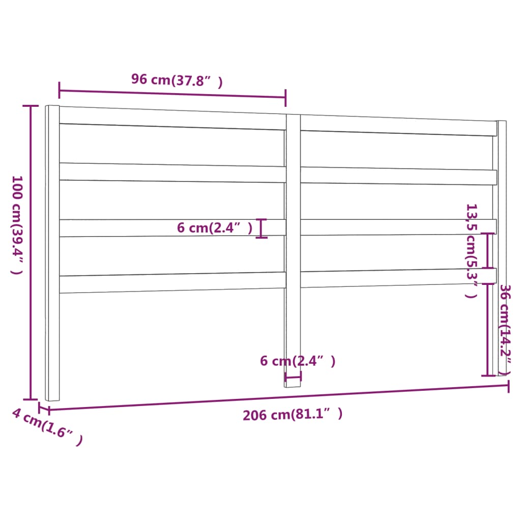 Cabeceira de cama 206x4x100 cm pinho maciço branco