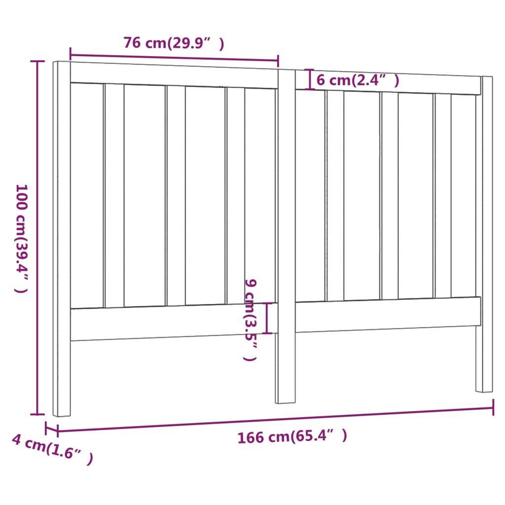 Cabeceira de cama 166x4x100 cm pinho maciço castanho mel