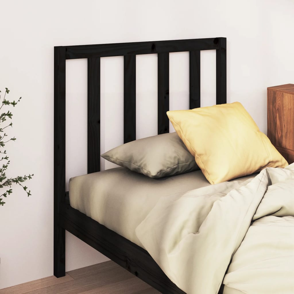 Cabeceira de cama 96x4x100 cm pinho maciço preto