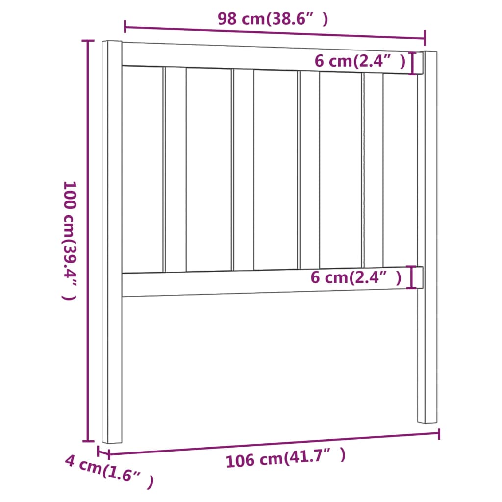 Cabeceira de cama 106x4x100 cm pinho maciço branco