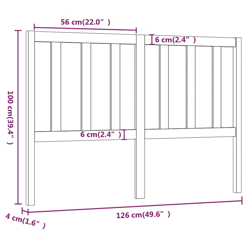 Cabeceira de cama 126x4x100 cm pinho maciço castanho mel