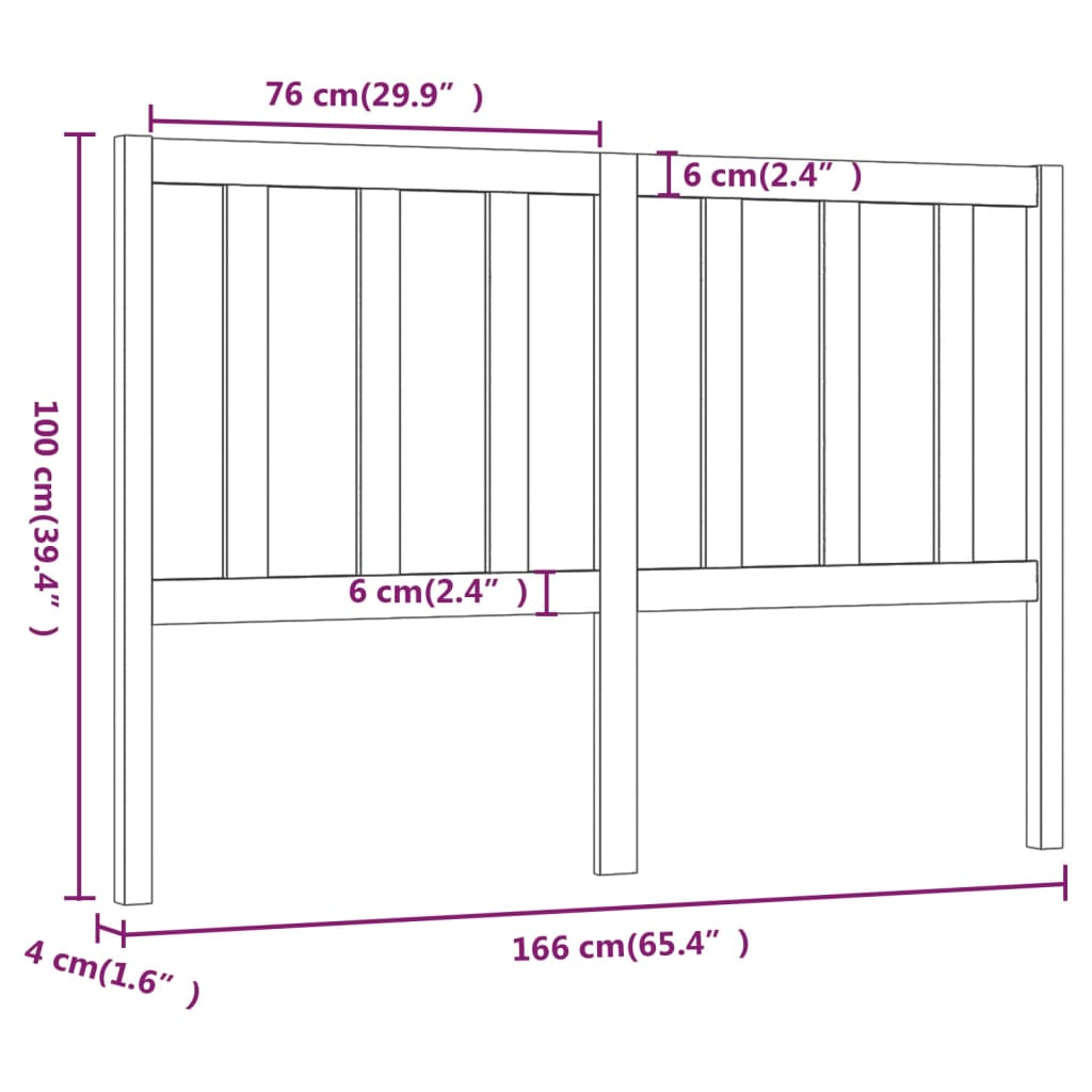 Cabeceira de cama 166x4x100 cm pinho maciço castanho mel