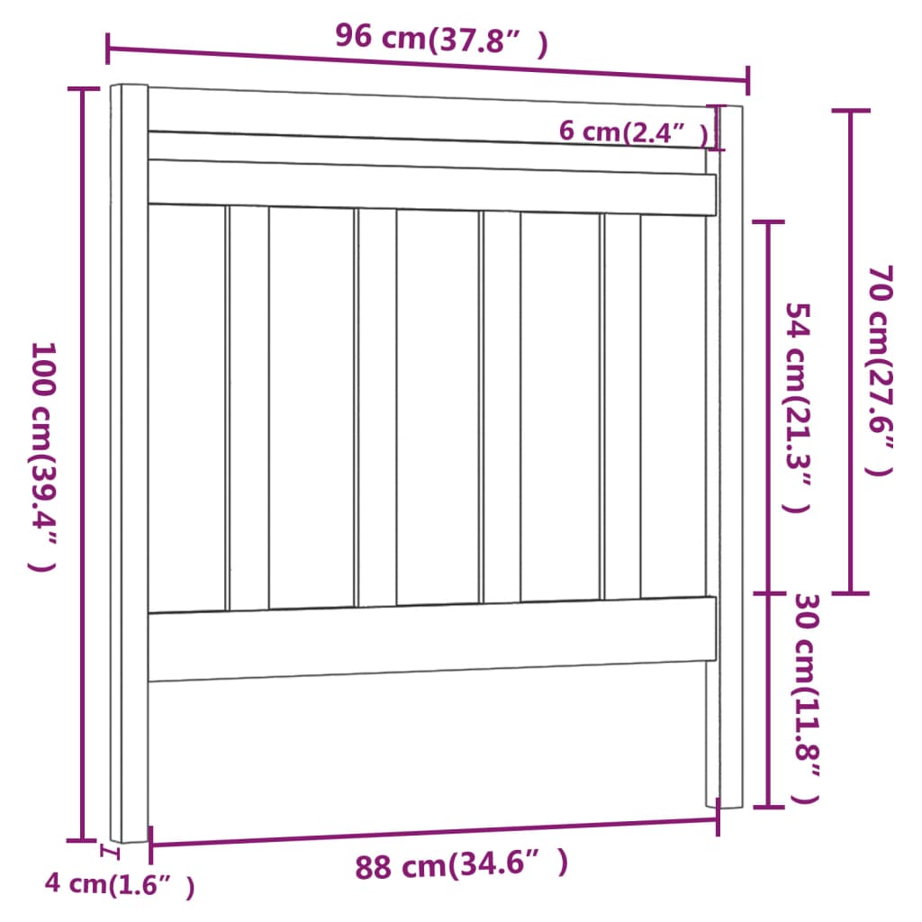 Cabeceira de cama 96x4x100 cm pinho maciço cinzento