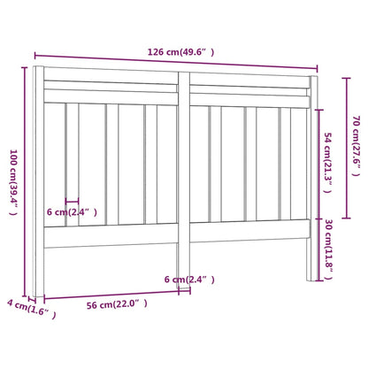 Cabeceira de cama 126x4x100 cm pinho maciço cinzento