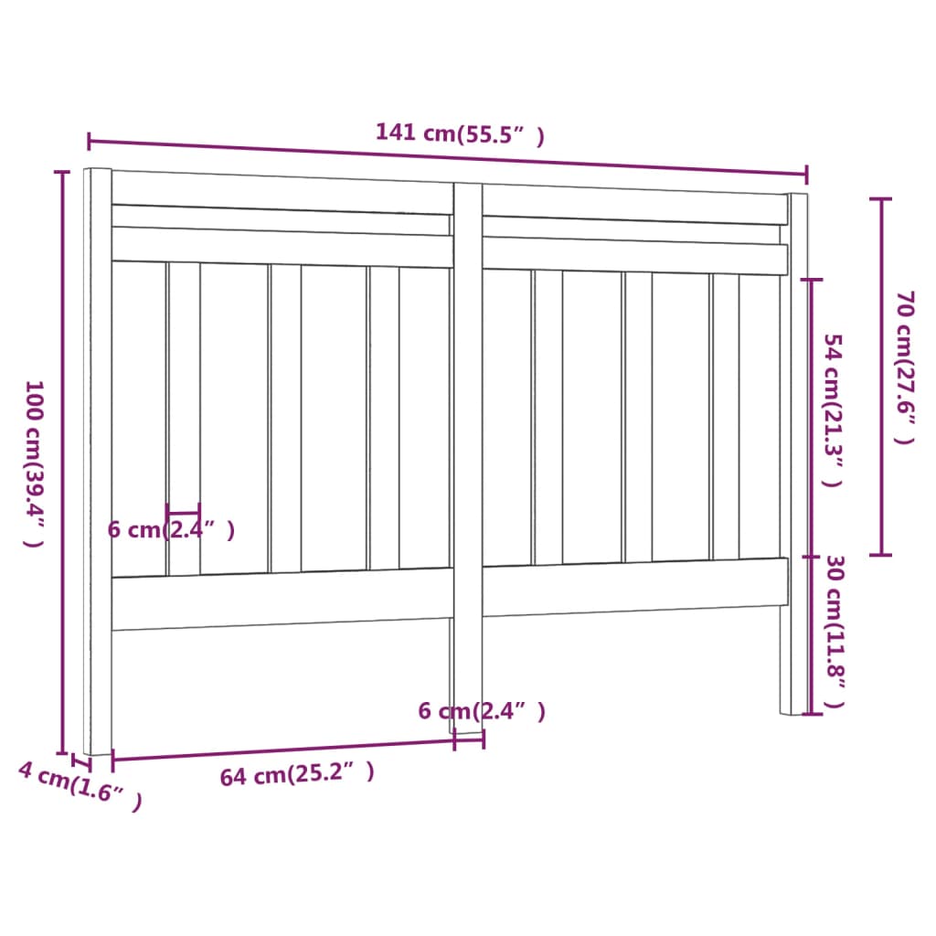 Cabeceira de cama 141x4x100 cm pinho maciço branco