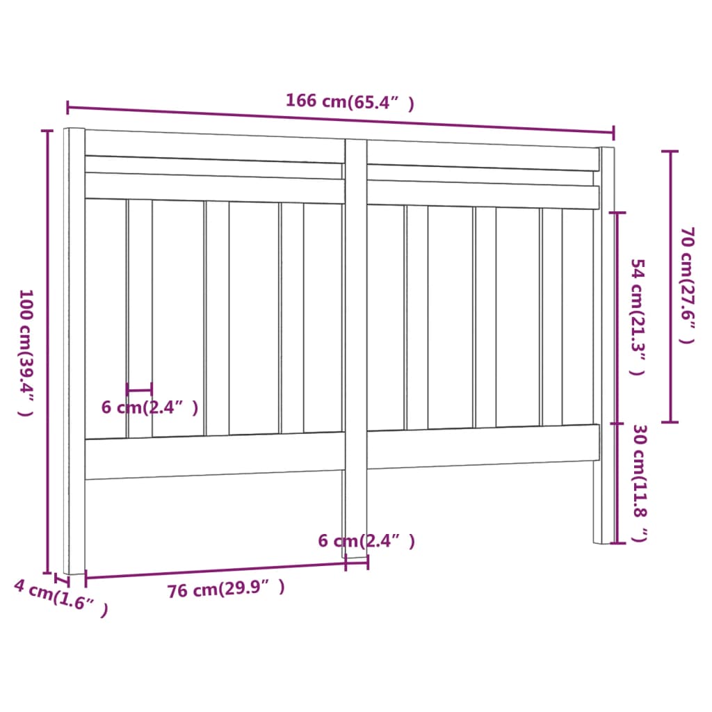 Cabeceira de cama 166x4x100 cm pinho maciço castanho mel