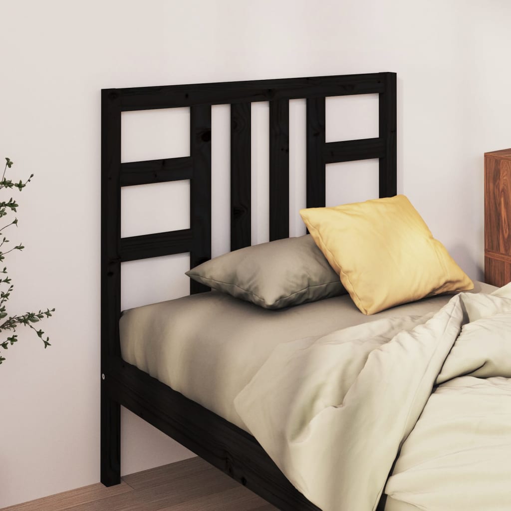 Cabeceira de cama 81x4x100 cm pinho maciço preto