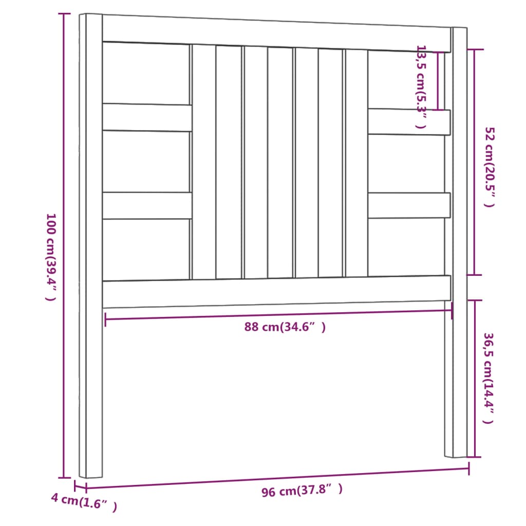 Cabeceira de cama 96x4x100 cm pinho maciço