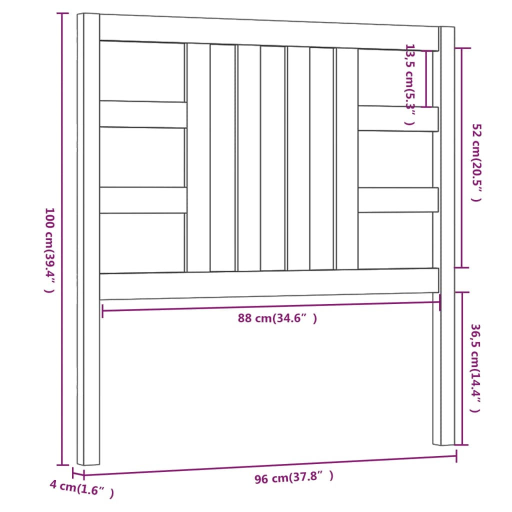 Cabeceira de cama 96x4x100 cm pinho maciço castanho mel