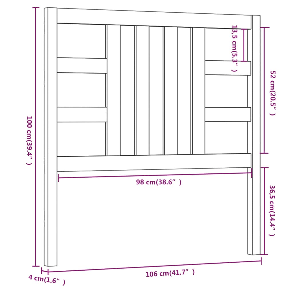 Cabeceira de cama 106x4x100 cm pinho maciço branco