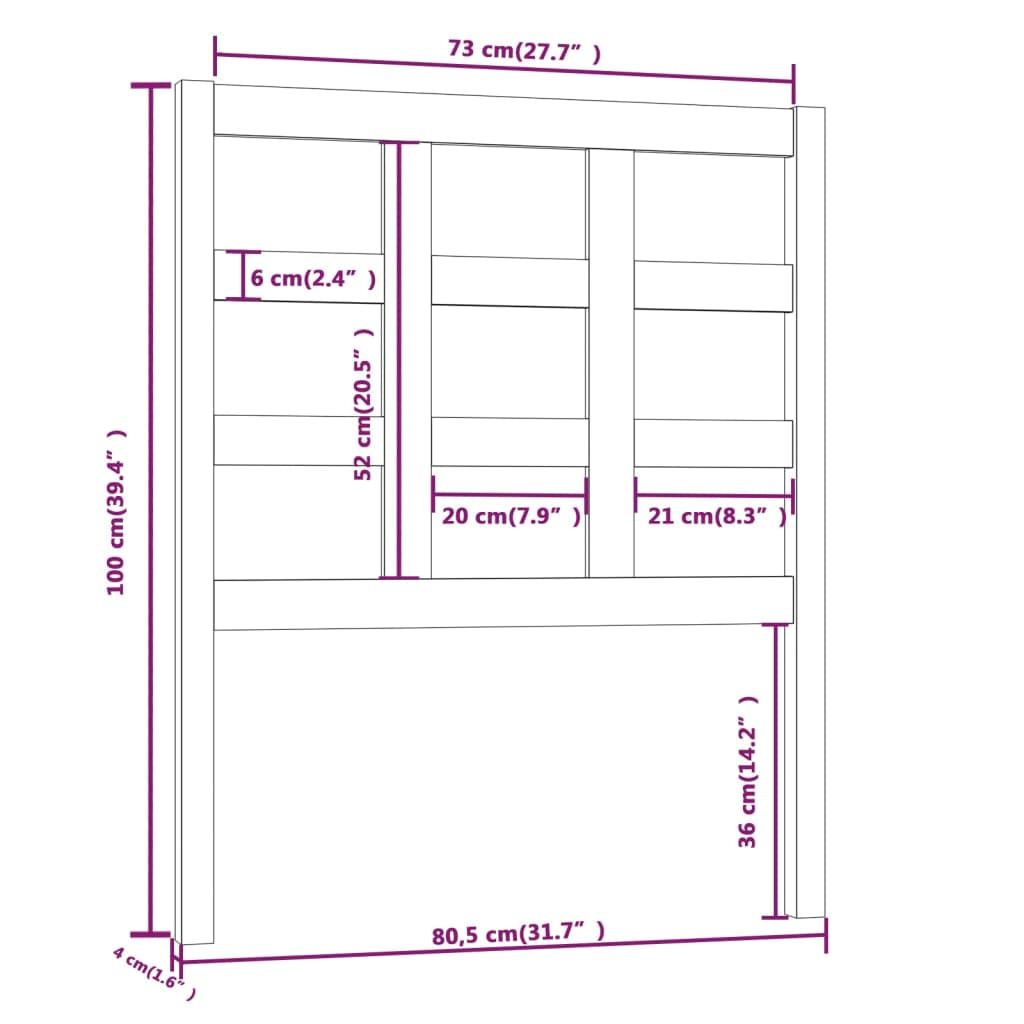 Cabeceira de cama 80,5x4x100 cm pinho maciço castanho mel