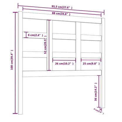 Cabeceira de cama 95,5x4x100 cm pinho maciço cinzento