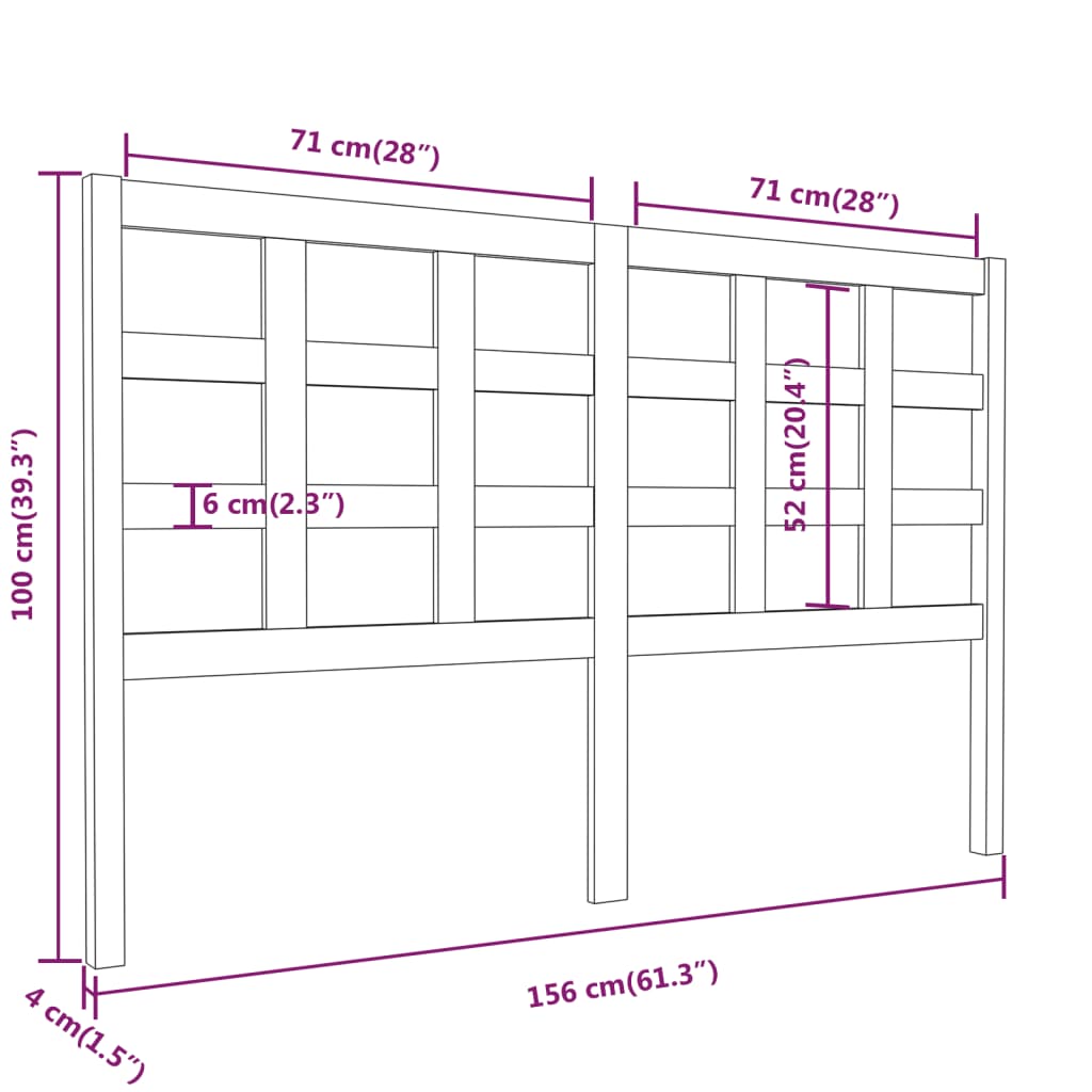 Cabeceira de cama 156x4x100 cm pinho maciço cinzento