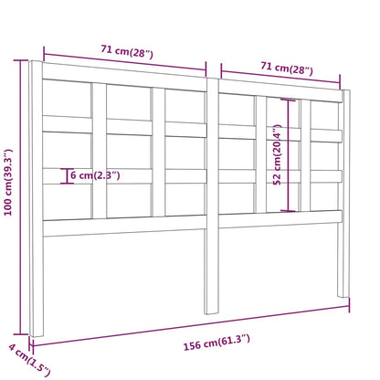 Cabeceira de cama 156x4x100 cm pinho maciço cinzento