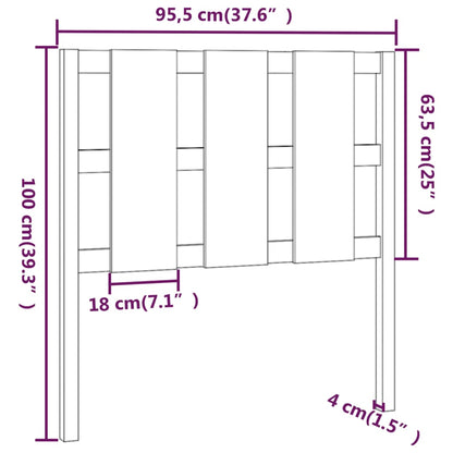 Cabeceira de cama 95,5x4x100 cm pinho maciço cinzento