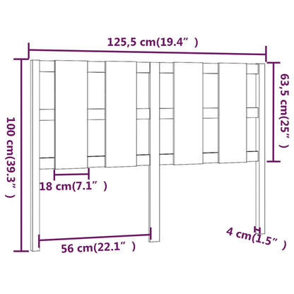 Cabeceira de cama 125,5x4x100 cm pinho maciço cinzento