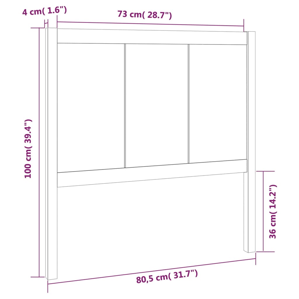 Cabeceira de cama 80,5x4x100 cm pinho maciço castanho mel