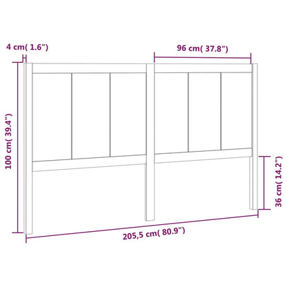 Cabeceira de cama 205,5x4x100 cm pinho maciço cinzento