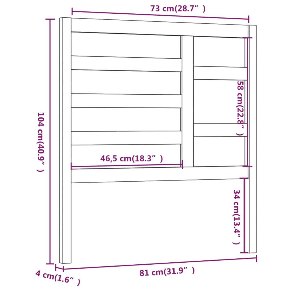 Cabeceira de cama 81x4x104 cm pinho maciço