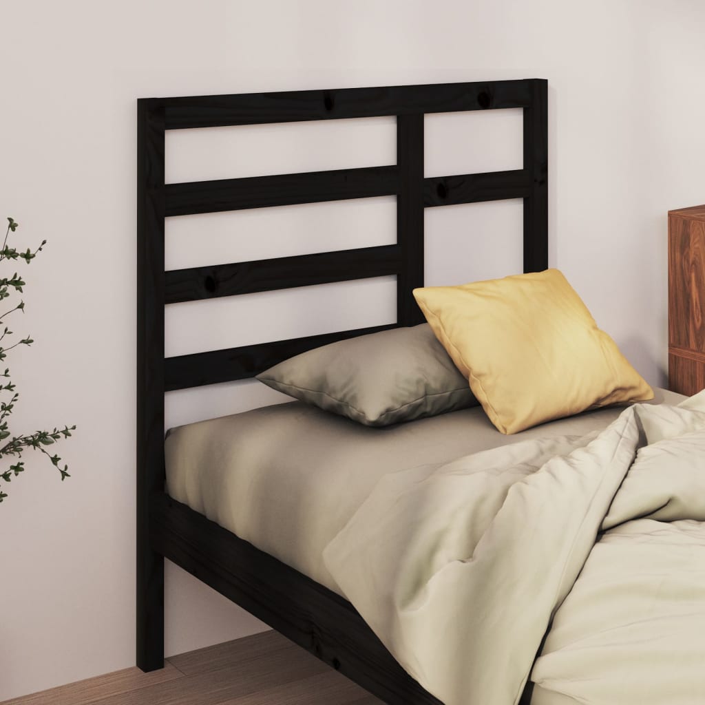 Cabeceira de cama 106x4x104 cm pinho maciço preto