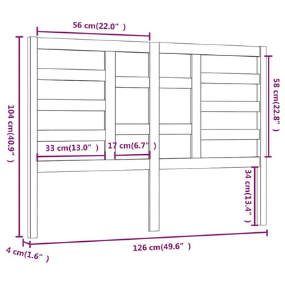 Cabeceira de cama 126x4x104 cm pinho maciço castanho mel