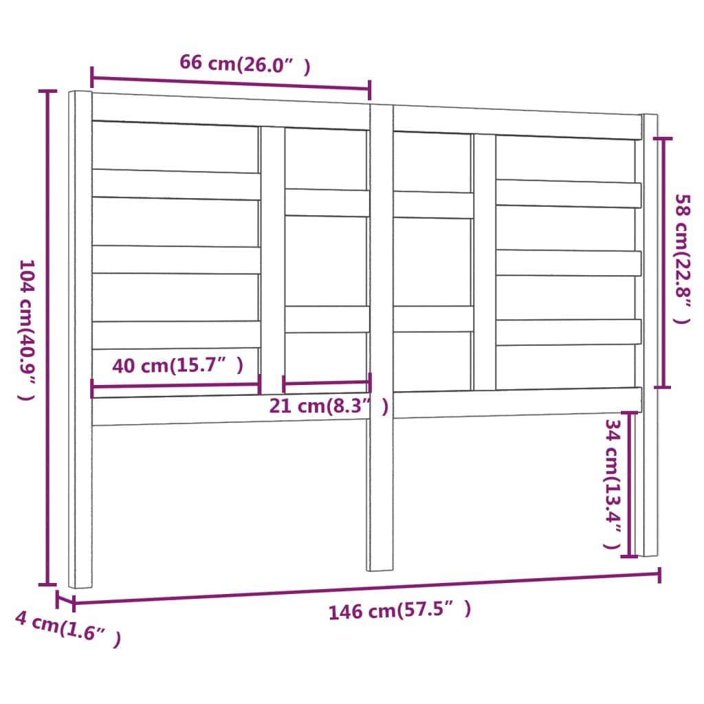 Cabeceira de cama 146x4x104 cm pinho maciço branco