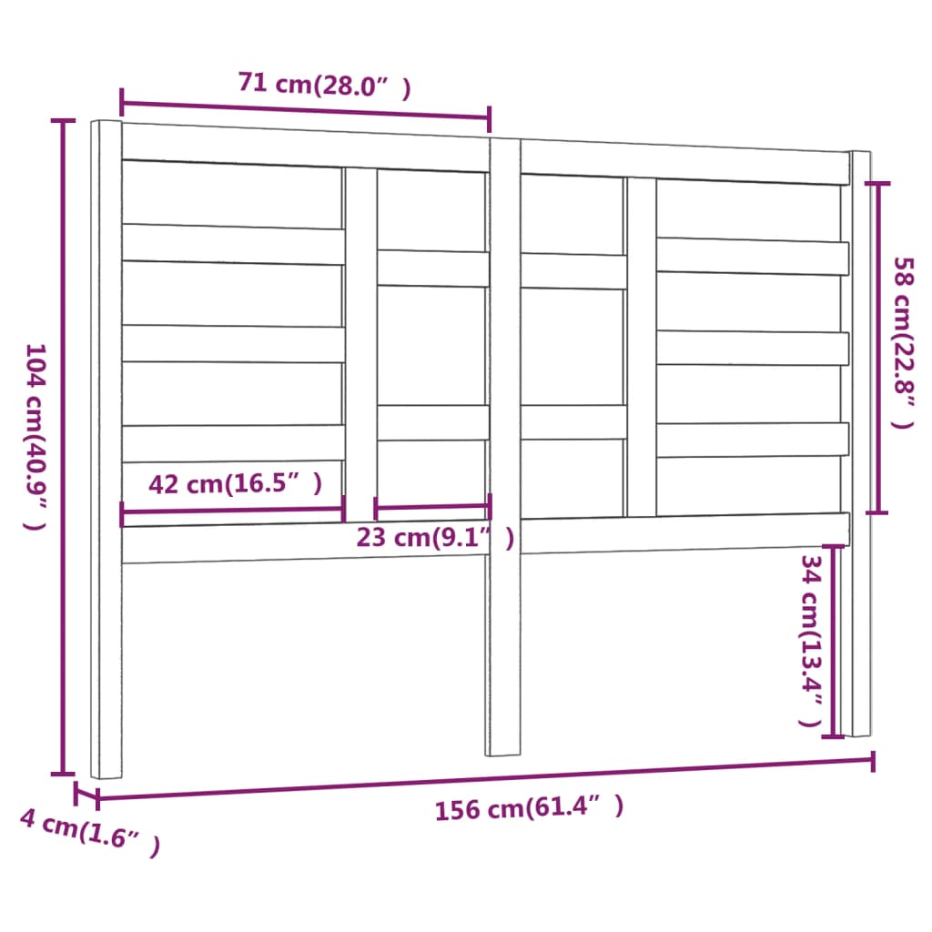 Cabeceira de cama 156x4x104 cm pinho maciço