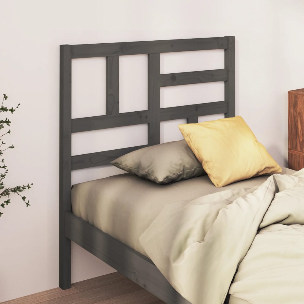 Cabeceira de cama 81x4x104 cm pinho maciço cinzento