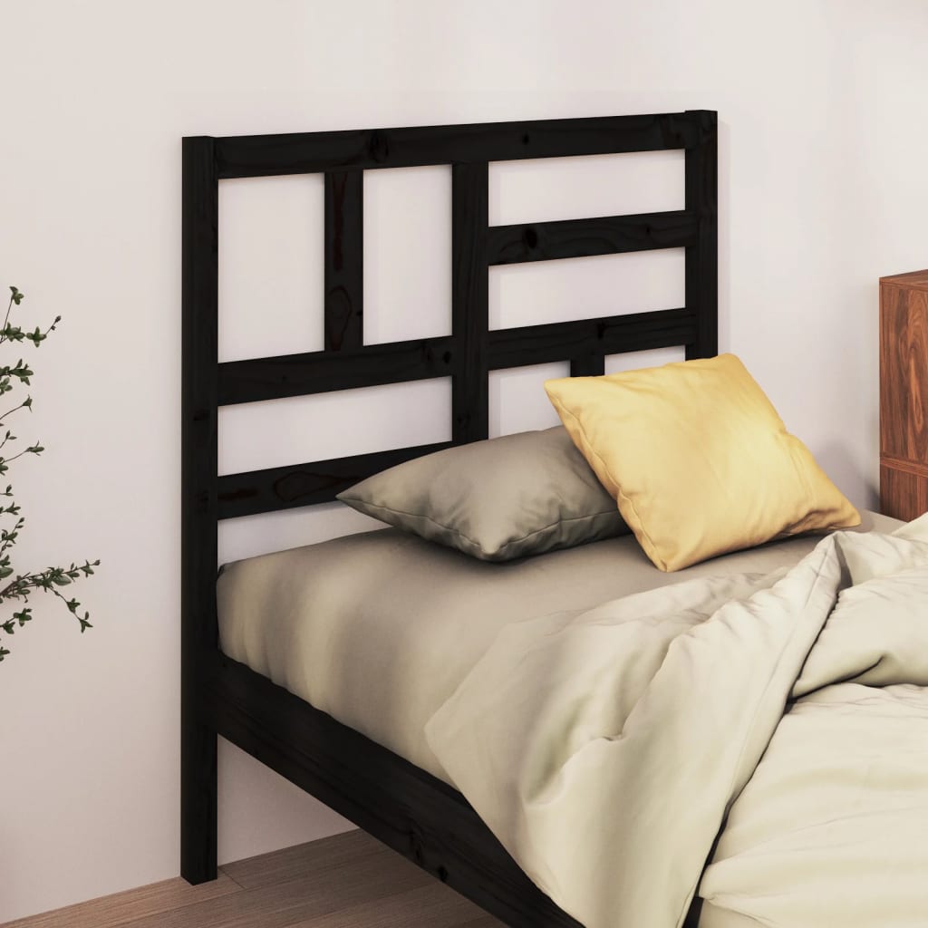 Cabeceira de cama 81x4x104 cm pinho maciço preto