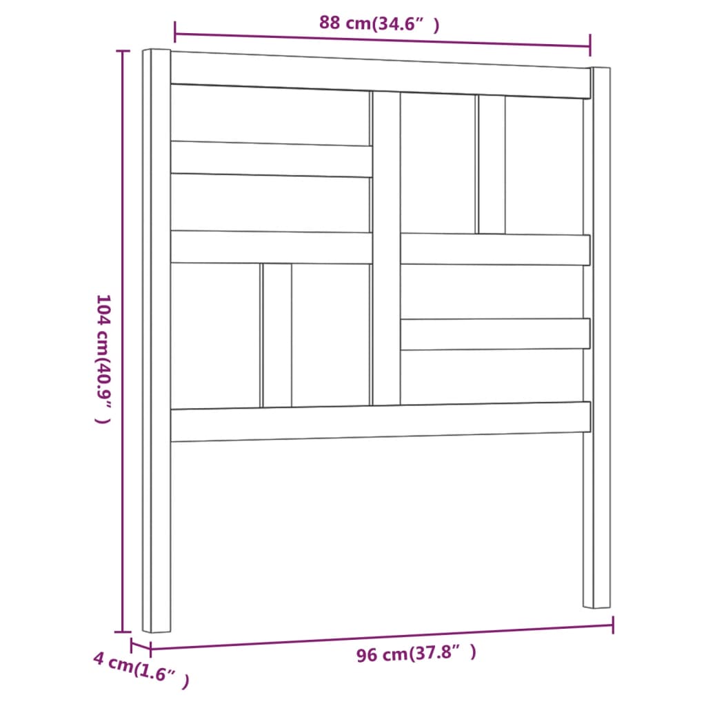 Cabeceira de cama 96x4x104 cm pinho maciço