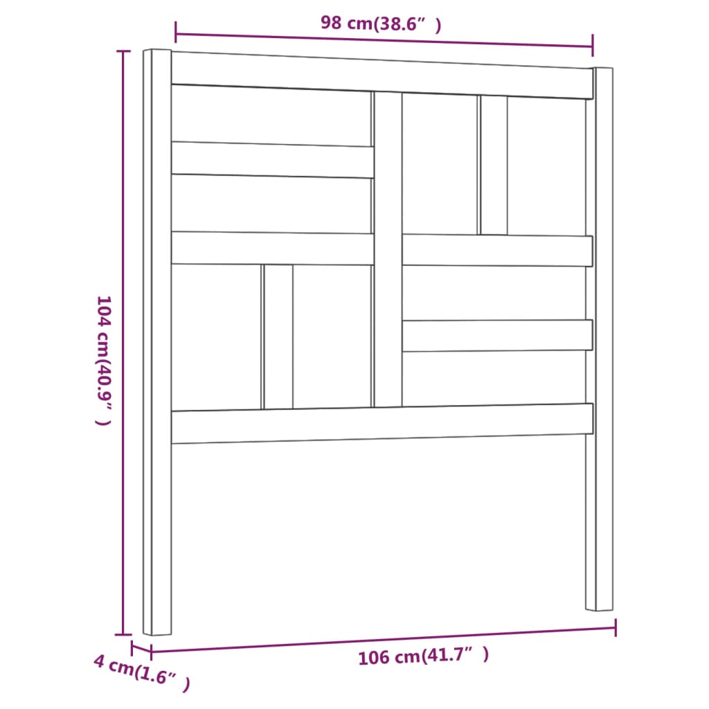 Cabeceira de cama 106x4x104 cm pinho maciço