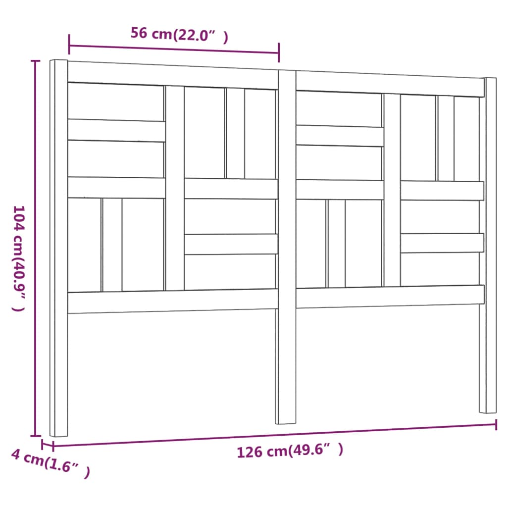 Cabeceira de cama 126x4x104 cm pinho maciço cinzento