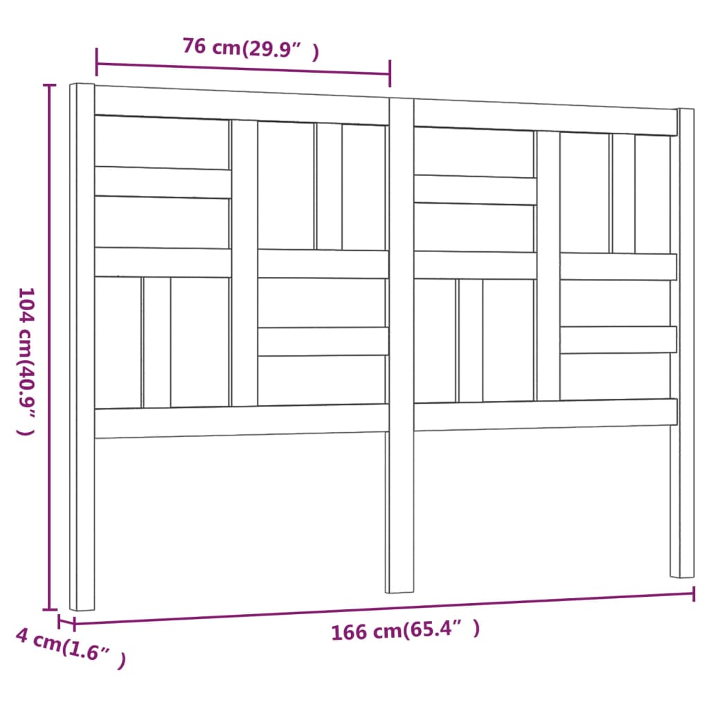 Cabeceira de cama 166x4x104 cm pinho maciço branco