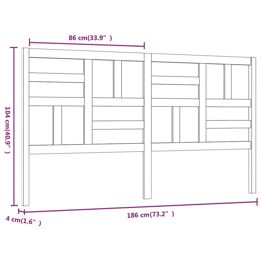 Cabeceira de cama 186x4x104 cm pinho maciço