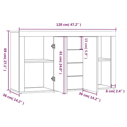 Aparador Hawai de 120cm - Cinzento - Design Moderno