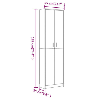 Roupeiro de corredor 55x25x189cm derivados madeira cinza sonoma