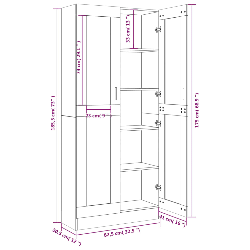 Vitrine Real de 185 cm - Madeira Rústica - Design Moderno