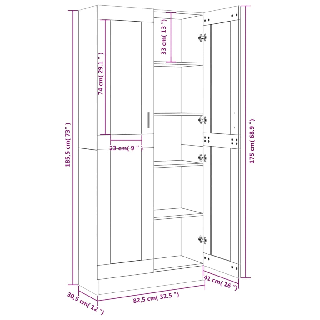 Vitrine Real de 185 cm - Cinzento - Design Moderno