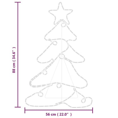 Figura de árvore de Natal com 144 luzes LED 88x56 cm