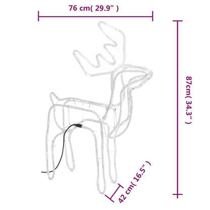 Figura de rena de Natal 76x42x87 cm branco frio