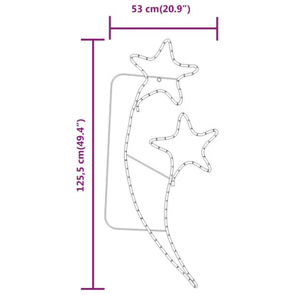 Cordão iluminação em estrela 2 pcs 125,5x53x4,5cm branco quente