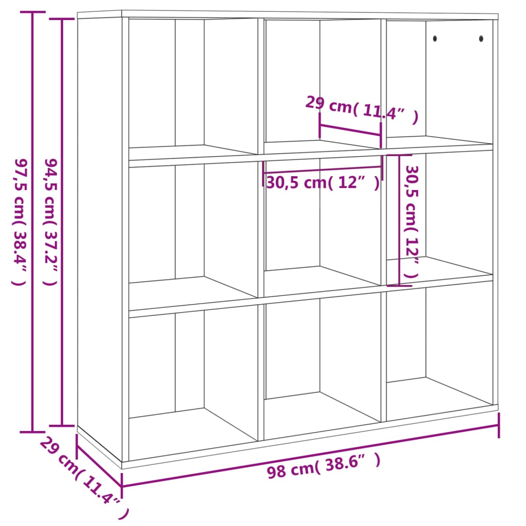 Estante 98x29x97,5 cm cor cinzento sonoma