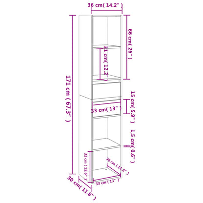 Estante Tado com 2 Gavetas de 171 cm - Cinzento - Design Moderno