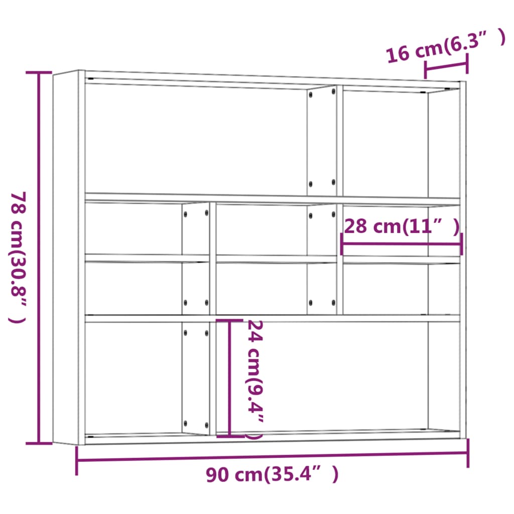 Estante 90x16x78 cm derivados de madeira cinzento sonoma