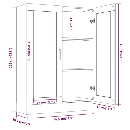 Vitrine 82,5x30,5x115 cm derivados de madeira cinzento sonoma