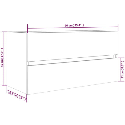 Armário de Parede para Lavatório de 90 cm - Nogueira - Design Moderno