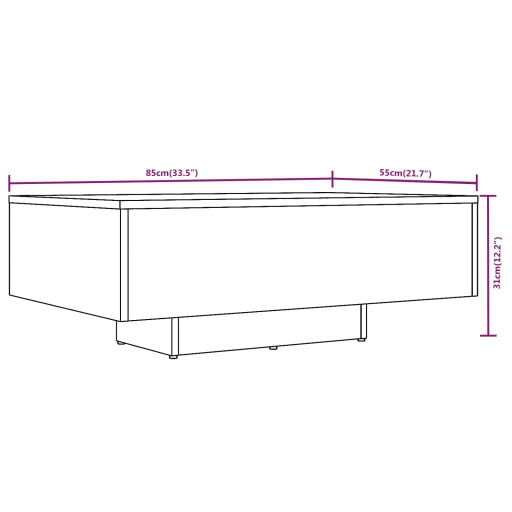 Mesa de centro 85x55x31 cm derivados de madeira cinzento sonoma